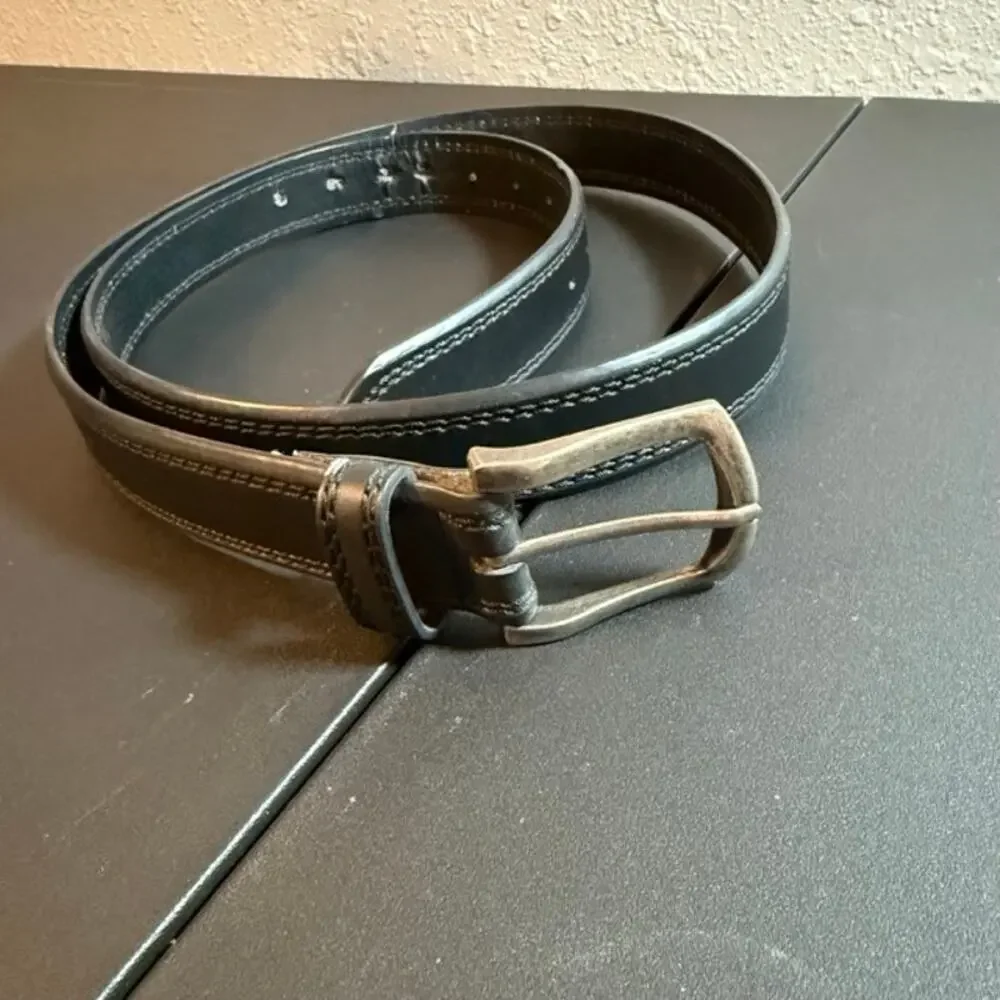 44 Black Bonded Leather Belt Mens 44 46 Buckle Included Classic Casual